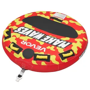 Towable Tubes for Boating, 2-Rider Inflatable Boat Tubes and Towables, 340lbs Capacity Water Sport Tube for Boat to Pull - with Anti-Slip Pad, Full Nylon Cover, Padded Handles Safety Valve