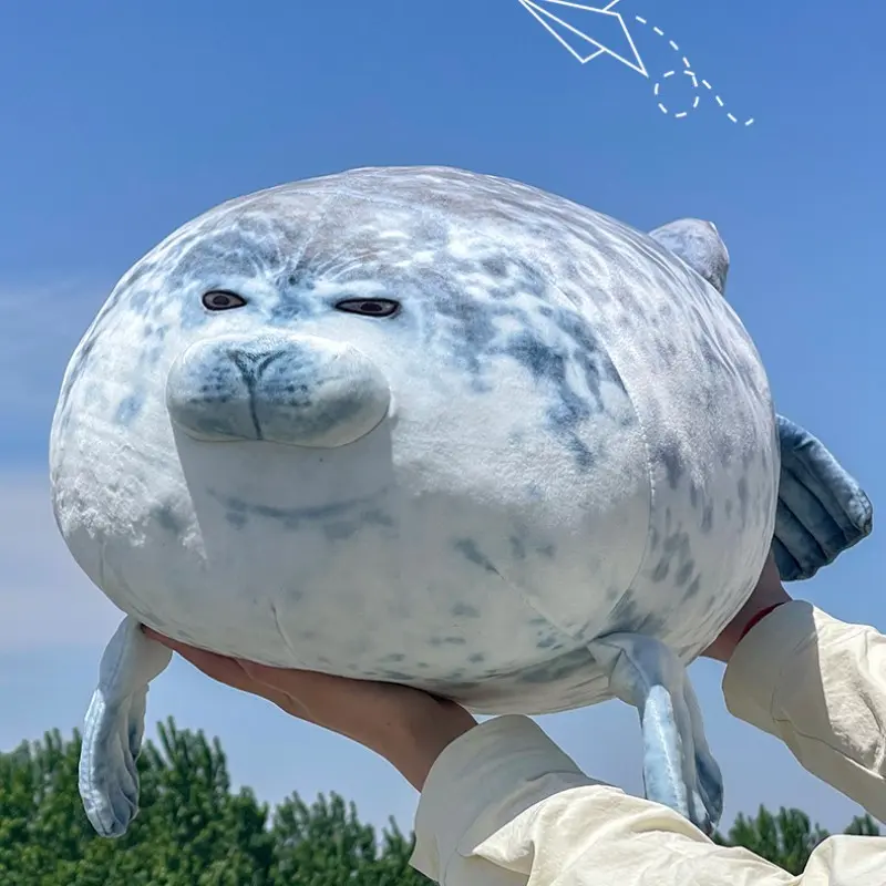 Cute Seal Plush Pillow, Soft Stuffed Animal, Available in 40cm & 100cm Sizes, Ultra-Soft Fabric, Fluffy PP Cotton Fill, Perfect for Sleeping, Lounging, Bedding, Sofa Decor