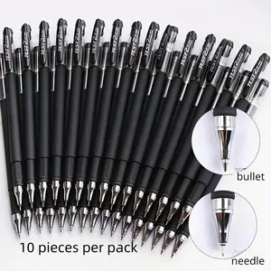 10pcs Classic Design Gel Pens Ink, Pen Set, Neutral Pen with Blue Filling, 0.5mm Bullet Tip, School Office Supplies, Kawaii Accessories