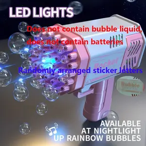 40-Hole Magical Powder Space Bubble Gun, Automatic Bubble Blower, Gatling-Style Bubble Shooter with Colorful LED Lights, Outdoor Family Toy for Kids 3+, Perfect Christmas or Birthday Gift, Automatic Bubble Machine, Party Bubble Machine