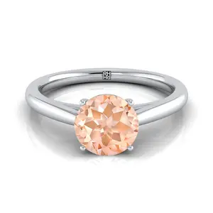 Morganite Comfort Fit Secret Stone Solitaire Ring in Platinum