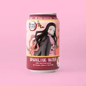 AnyYums Demon Slayer Sparkling Water with Real Juice 330ml Strawberry Flavor