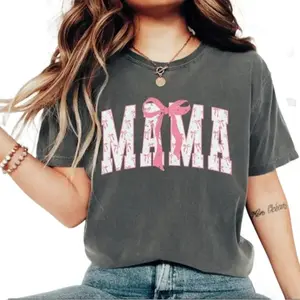 Mama Pink Bow Shirt, Pink Ribbon T-Shirt, Coquette Mom Shirt, Coquette Mama Shirt, Pink Bow Shirt, Mom Shirt, Mom Life Shirt, Gift For Mom, Birthday Gift For Mom, Women Shirt, Women Tees, Gift For Her, Wife Shirt, Sisters Shirt