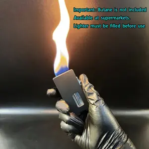 Elegant Black Windproof Lighter with Extra-Wide Soft Flame - Smart Shake Ignition, Rechargeable Zinc Alloy Electronic Lighter, Transparent Window for Candle & Aromatherapy - Ideal Men's Gift for Outdoor Camping (Butane Gas Not Included)