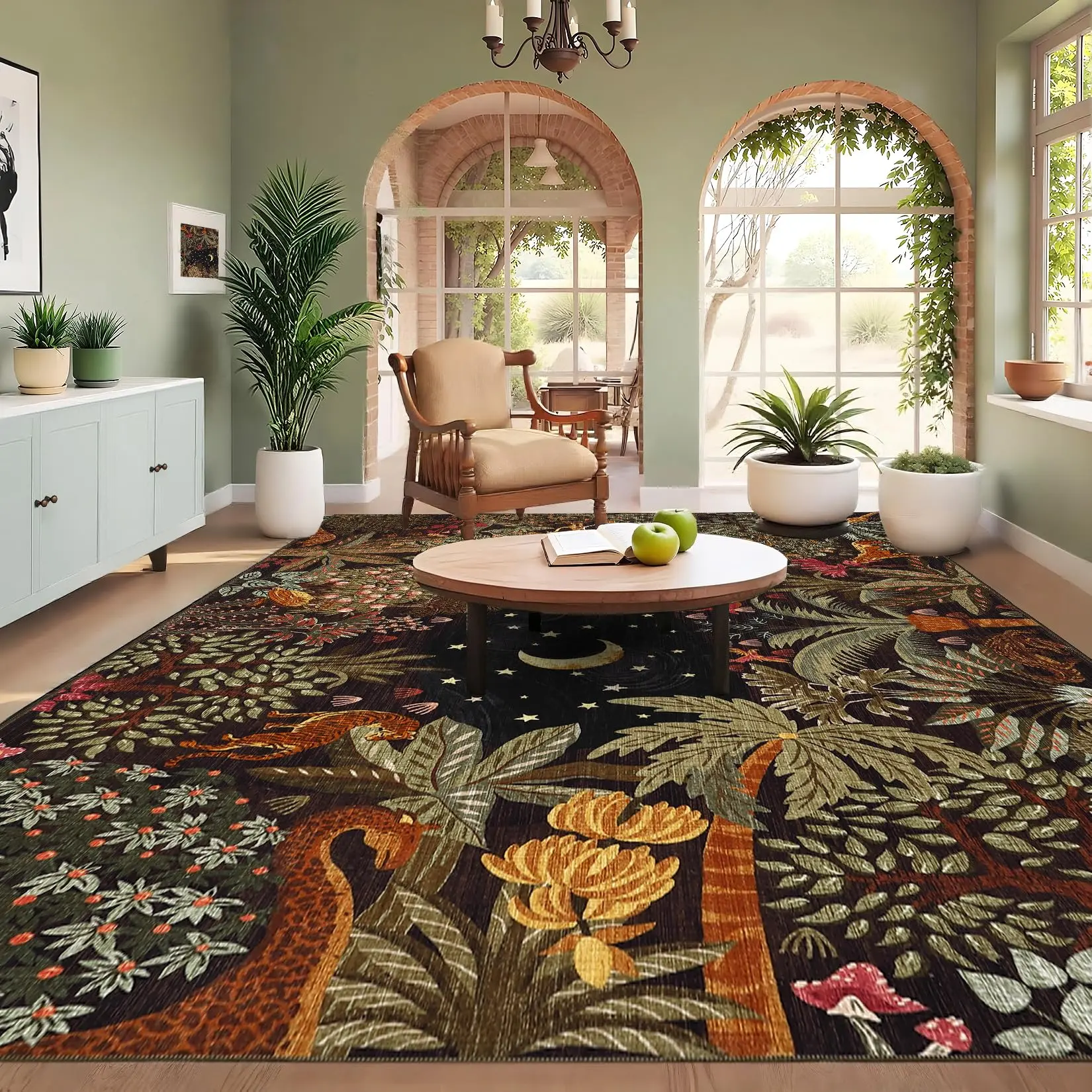 GARVEE Large Area Rugs 10x13 for Living Room, Jungle Animal Washable Rug Soft Non Slip Backing Floor Mat Carpet Indoor Thin Accent Rug for Bedroom Dining Room Playroom Nursery Home Decor