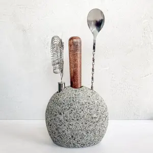 Home Bartender Kit – Mixology Tools for Cocktails, Includes Strainer, Wooden Muddler, Stainless Steel Mixing Spoon, Stone Holder for Glasses & Pitchers, Gift for Cocktail Enthusiasts