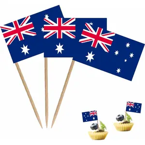 Countries Toothpicks Flag Australian Small Mini  Fruit Cupcakes Toppers  Stick Flags Decorations, 100 Pack