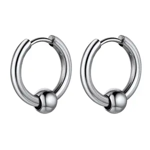 PROSTEEL Ball Huggie Hoop Earrings Stainless Steel Chunky Earring Round Earring Jewelry Unisex For Men Women with Gift Box