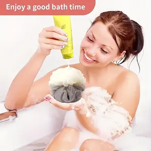 1PC Gentle Exfoliating Loofah, 3D Flower Shaped Bath Ball, Soft Mesh Shower Sponge with Anti-Slip Handle, Skin-Friendly Body Scrubber, Back to School Dorm Essential, Daily Bathroom Shower Accessory for Adults