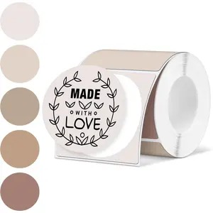 5 Colors Circle Thermal Sticker Labels Self Adhesive Round Direct Thermal Labels Multipurpose Printer Stickers for DIY, Name Tag 250 count/1 Roll(Morandi Autumn,2 Inch)