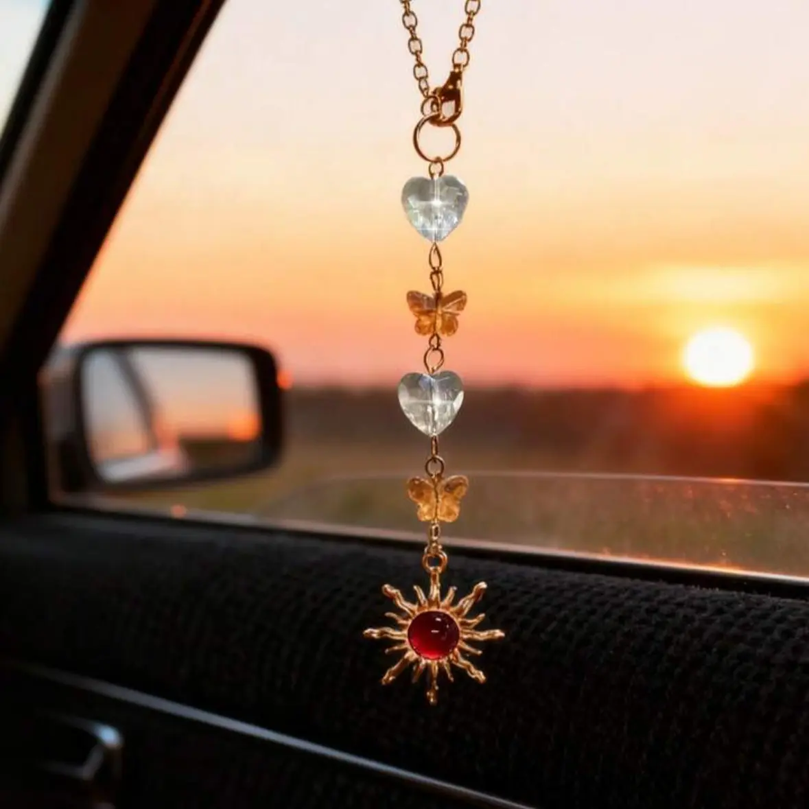 Sun Car Rearview Mirror Hanging Ornament, Car Hanger Ornament, Vehicle Interior Pendant Decoration, Stylish Accessory for Your Dashboard, Aesthetic Car Accessory, Interior Car Accessories, Car Ornaments