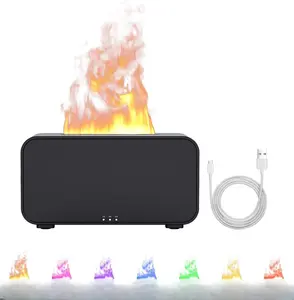 Essential Oil Air Diffuser Flame Oil Diffusers for Home,Colorful Water Vapor Fireplace Fire Humidifier for Aromatherapy Aroma Therapy Cordless Machine Room Bedroom
