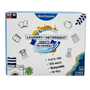 Laundry Detergent Sheets - 200 Loads, Concentrated, 100 Sheets, No Plastic Jug WASHLEAVES Fresh Scent Washer