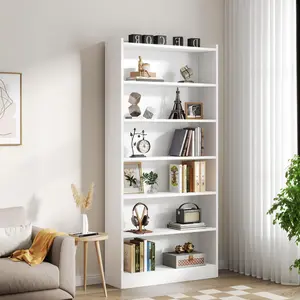 LITTLW TREE 78-inch Tall Bookcase, Modern 7-Tier White Library Bookshelf with Storage Shelves, Large Open Bookcases Display Shelving Unit for Bedroom Living Room Office ikea