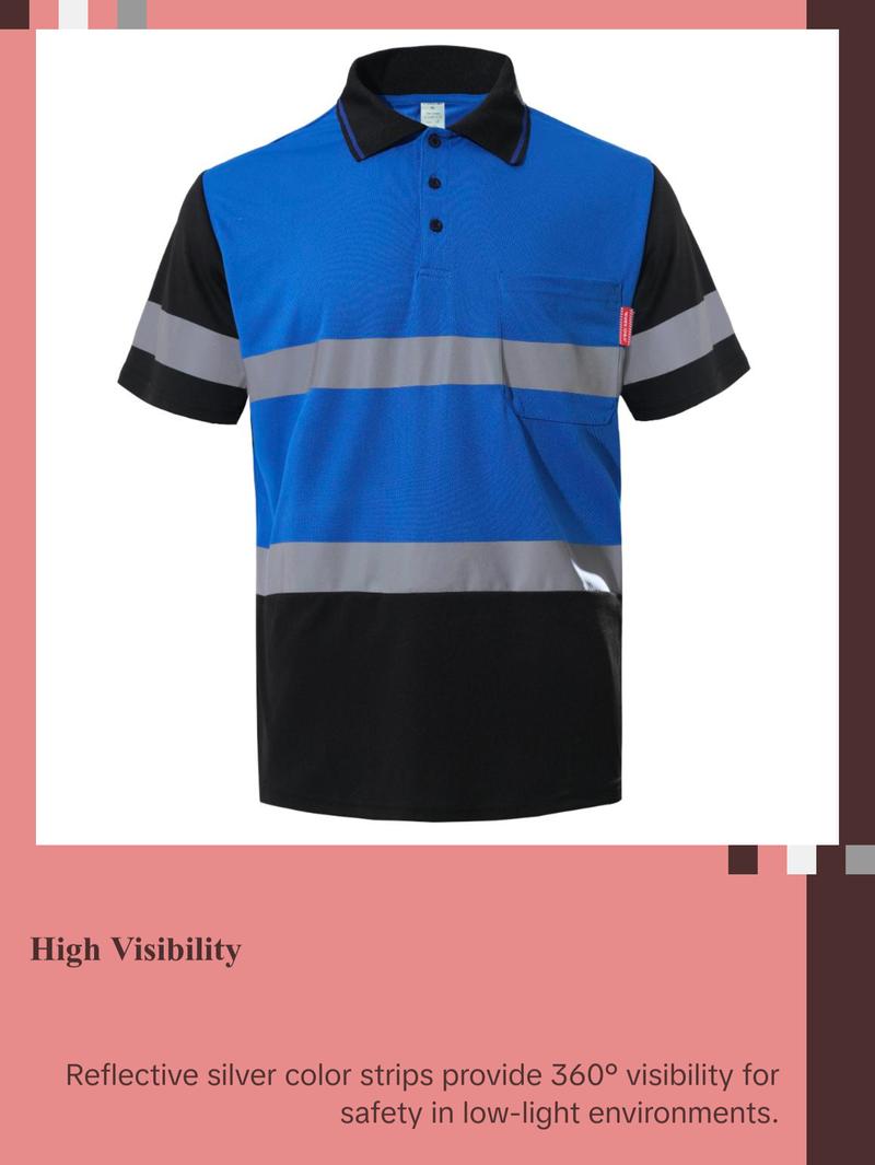 Men's Safety Polo Shirt with reflective tape, ANSI Class 2 standard Men's Safety Polo Shirt with reflective tape, ANSI Class 2 standard