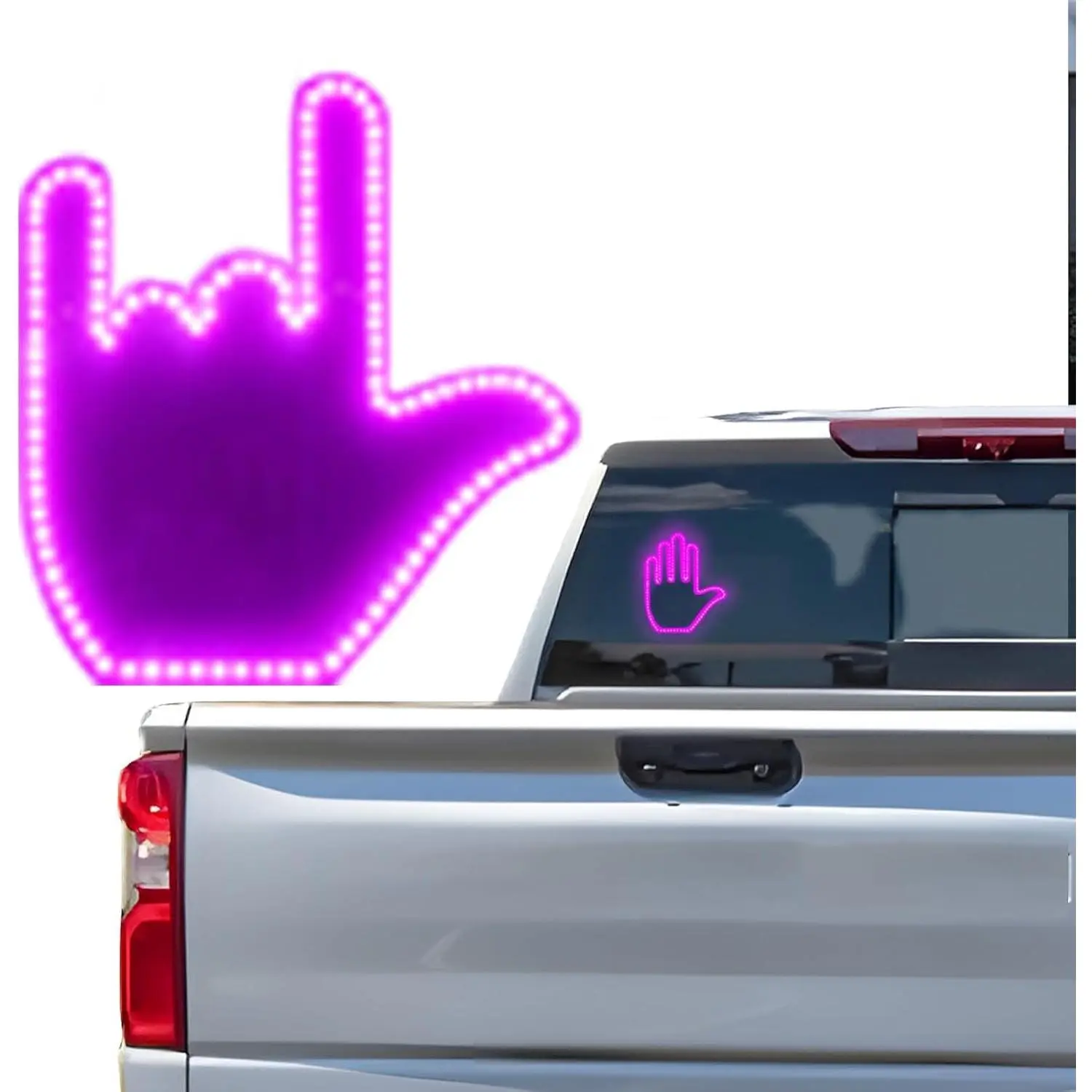 Glohand Finger  Light, Glogesture Finger Flicker Lights, Light Up Hand Gesture Light for  Window, Road Rage Led Hand Gestures, Glogesture Led Sign with Remote(A)