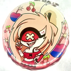 Hellaverse Keychain Buttons with Colorful Design and Character Illustration and LGBTQ Design