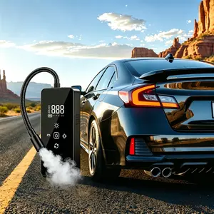 Portable Tire Inflator Air Compressor, 150 PSI Cordless Air Pump, Fast 3X Inflation, Digital Display, Auto Shut Off, LED Light, Suitable for Cars, Motorcycles, Bikes and Balls