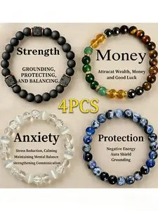 Elegant Bohemian Crystal Bracelet Stack for Men and Women, Tiger Eye, Obsidian, Hematite Beads, Protective, Money Attraction, Anxiety Relief
