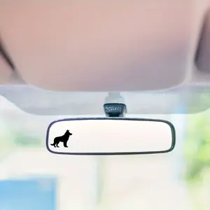 2PCS German Shepherd Mini Vinyl Car Rearview Mirror Stickers - Malinos Silhouette Stickers, Black and White Dog Design, Easy to Apply Car Accessories, Car Decorative Sticker