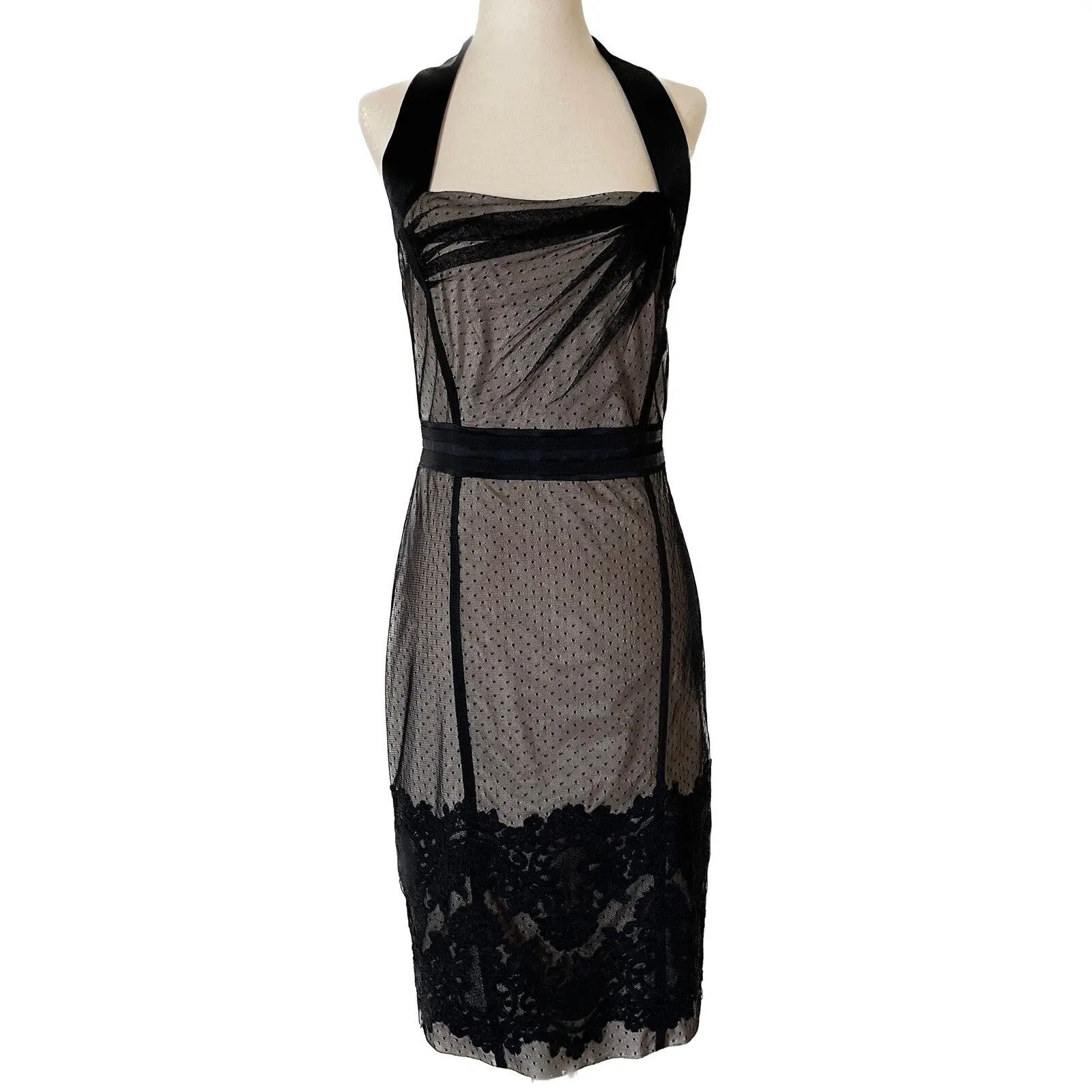 KAREN MILLEN New Black Lace Corset Halter Dress  Size 8 - TikTok Shop