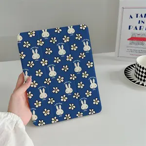 INS Cute Full Screen Miffy Rabbit Flower Suitable for iPad A16 2024 11 inch, 2025 Air 5/4, 10.9-inch iPad 10, 9.7-inch, 10.2/10.