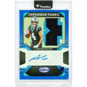 Tetairoa McMillan Carolina Panthers Autographed 2025 Panini Certified Freshman Fabric 3 Color Relic Blue #FBC-TMN #17/50 Rookie Card - Fanatics Authentic Certified