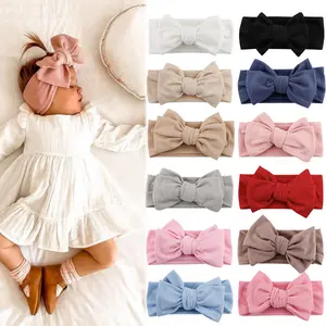 2026 New 6 Random Colors Thin Ribbed Cotton Headband, Baby Knitted Elastic Seamless Bow Hairband Hair Clip Headwear | Trending: Baby Headwear, Bow Hairband, March Baby Accessories, #BabyHairband, #RibbedCottonHeadwear, #KidsBowHairclip