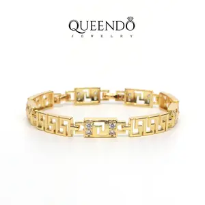 QUEENDO Hollow Geometric Maze Pattern adjustable link bracelet, Retro Minimalist Wrist Accessory, daily party jewelry gift for Dating Vacation Holiday Matching Outfit Ornaments