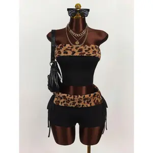 2pcs Set Tube Top And Mini Shorts, Minimalist And Fashionable For Summer