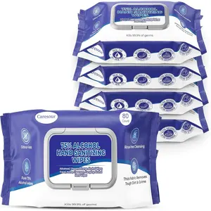 Advanced 75% Alcohol Hand Sanitizing Wipes, 4 Pack of 80 (320 Wipes), Unscented, Deep Surface and Hand Cleaning Support, Disposable for Home, School, Kitchen, Bathroom, or Office, Travel