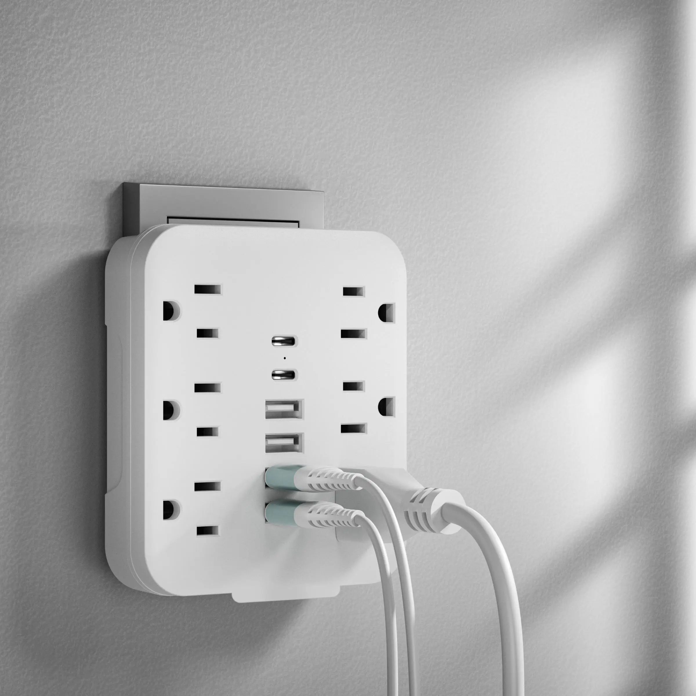 12-in-1 Mini Power Adapter, 6 AC Outlets & 4 USB & 2 Type-C Wall Socket, Portable Wall Socket for Travel, Office & Home