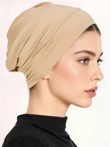 Muslim Headscarf Cap, Lightweight Soft Turban Hat, Turban Hijab, Plain Pattern, Casual Daily Wear, All Seasons, Multicolor Options