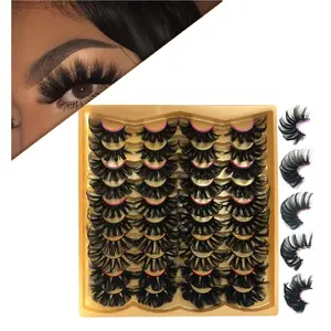 20 Pairs 25MM Mink Lashes, 5 Styles Wispy Curly False Eyelashes, 5D Full Volume Dramatic Long Fake Eyelashes, Wholesale Fluffy Mink Eyelashes for Stage Daily Makeup