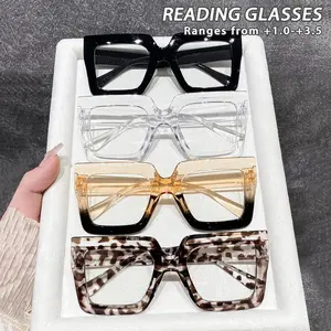 Women's PC Fashion Square Frame Colorblock Glasses, Casual Fashion Frames, Casual Trendy Reading Eyewear, Stylish All-Purpose Sunglasses, 4pcs Set