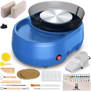 Pottery Wheel for  and Beginner - Upgraded Pottery Wheel with 6" Turntable with Two-Way Rotation, 2.2lb Clay, Art Supplies Sculpting Tools, Christmas Craft Gifts for Teens  Adults (Blue)