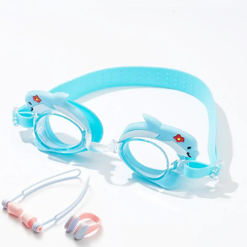 Cartoon Animal Design Cool Swimming Goggles with Nose Clip & Earplugs, 1 Count Waterproof Anti-fog Outdoor Swim Goggles, Swimming Accessories for Pool Beach, Swim Glasses