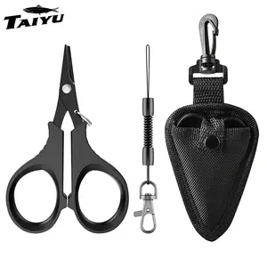 TAIYU Multifunctional Titanium Coated Stainless Steel Fishing Scissors, Fish Bait Clip Pe Line Lead Hammer Mini Scissors, Fishing Tools
