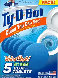 Blue Tablets Value 5 Pack, Cleans and Deodorizer Toilets for a Fresh Smelling Bathroom
