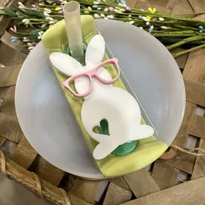 Spring Nerdy Bunny Acrylic Cup Topper
