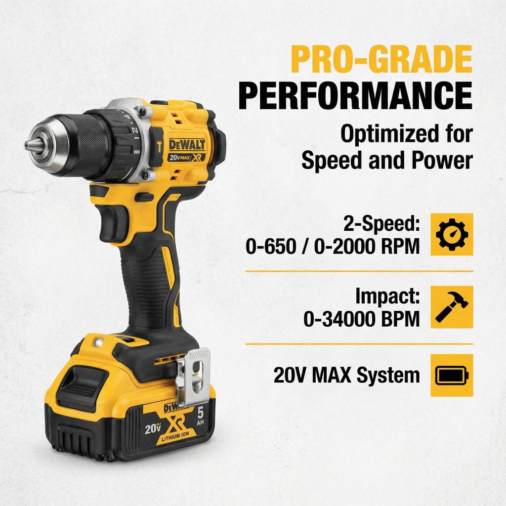 Dewalt DCF805 20V Brushless Impact Driver Kit – 90Nm Max Fastening Torque for Machine Screws M3-M8 – Three-Mode LED Light with Adjustable Beam Direction