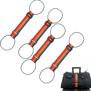 4PCS Bag Luggage Straps for Suitcase, Adjustable Elastic Luggage Connector Straps, Multi-Functional Durable Travel Packing Straps for Securing Bags, Secure Carry On & Travel Essentials
