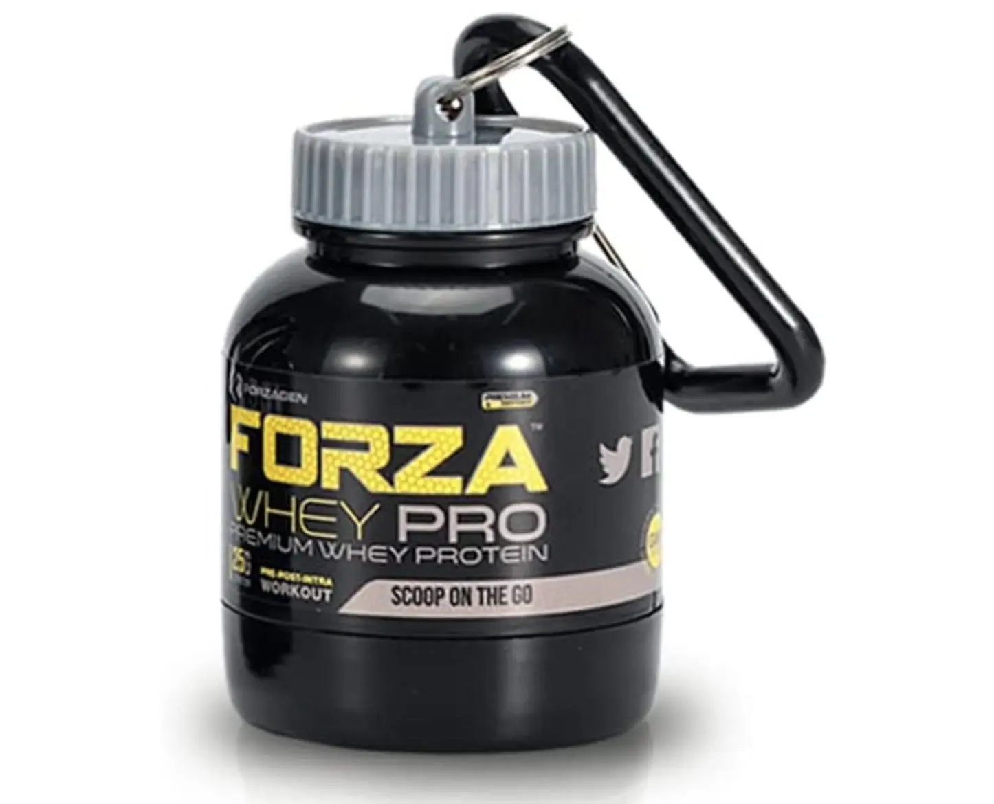 Forzagen Protein Tub Keychain Portable Compact Storage Container for Supplements Easy-to-Open Cap Rustproof Leak-Proof Design Reusable On-the-Go Use