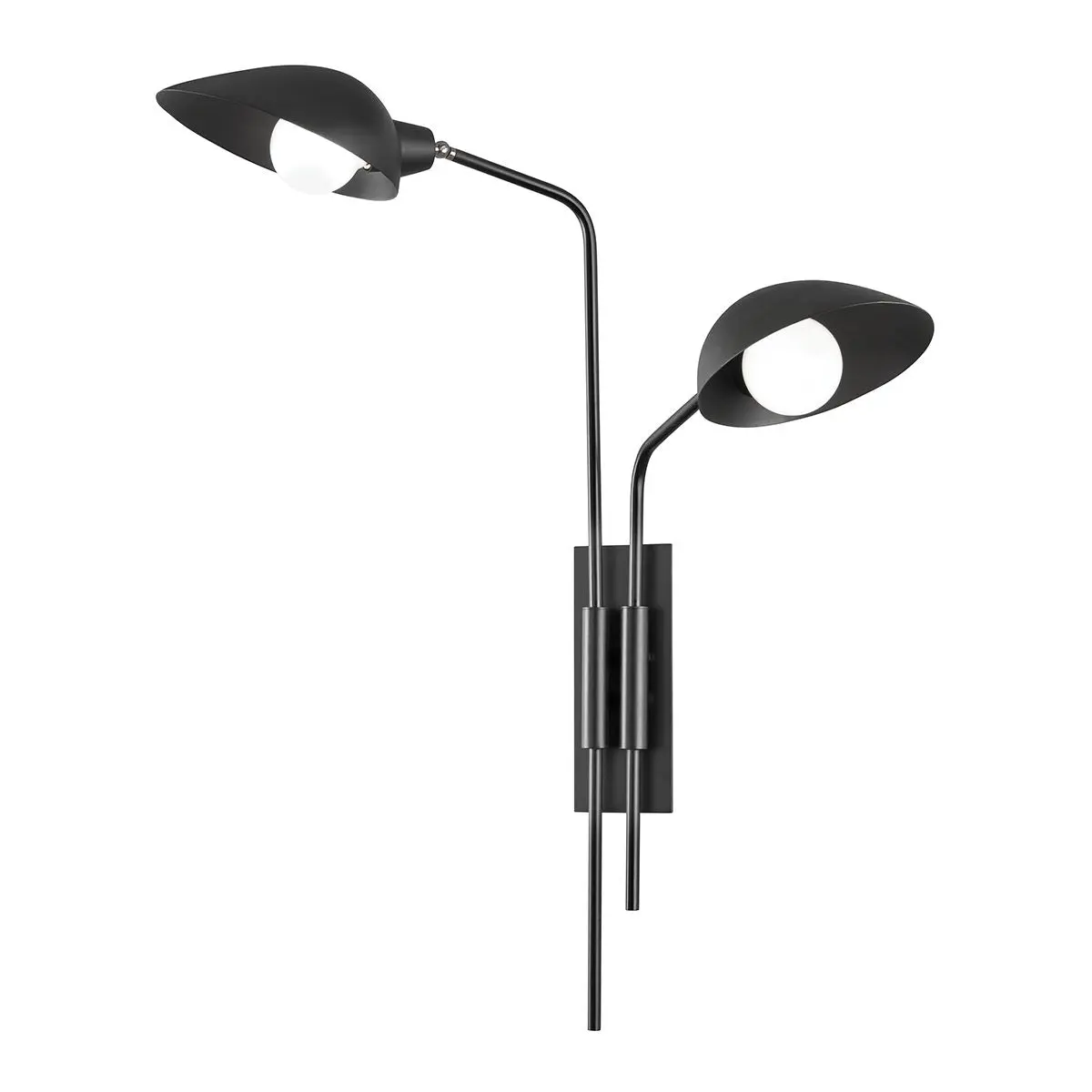 Leo Plug-In Sconce With Adjustable Rotating Shades And Sculptural Black Metal Design