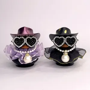 wonuu Car duck dashboard cute car decoration accessories, with dress andPearl necklace &cowboy hat