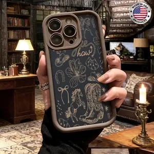 Vintage Western Cowboy Boots Horse Floral Pattern Case for iPhone 17 16 15 14 Pro Max 13 12 11 XR XS Plus Air Slim Shockproof Anti Drop Protective Durable TPU Cover