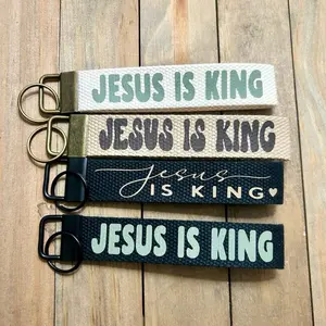 JESUS IS KING keychain- Christian accessories- keychain wristlet