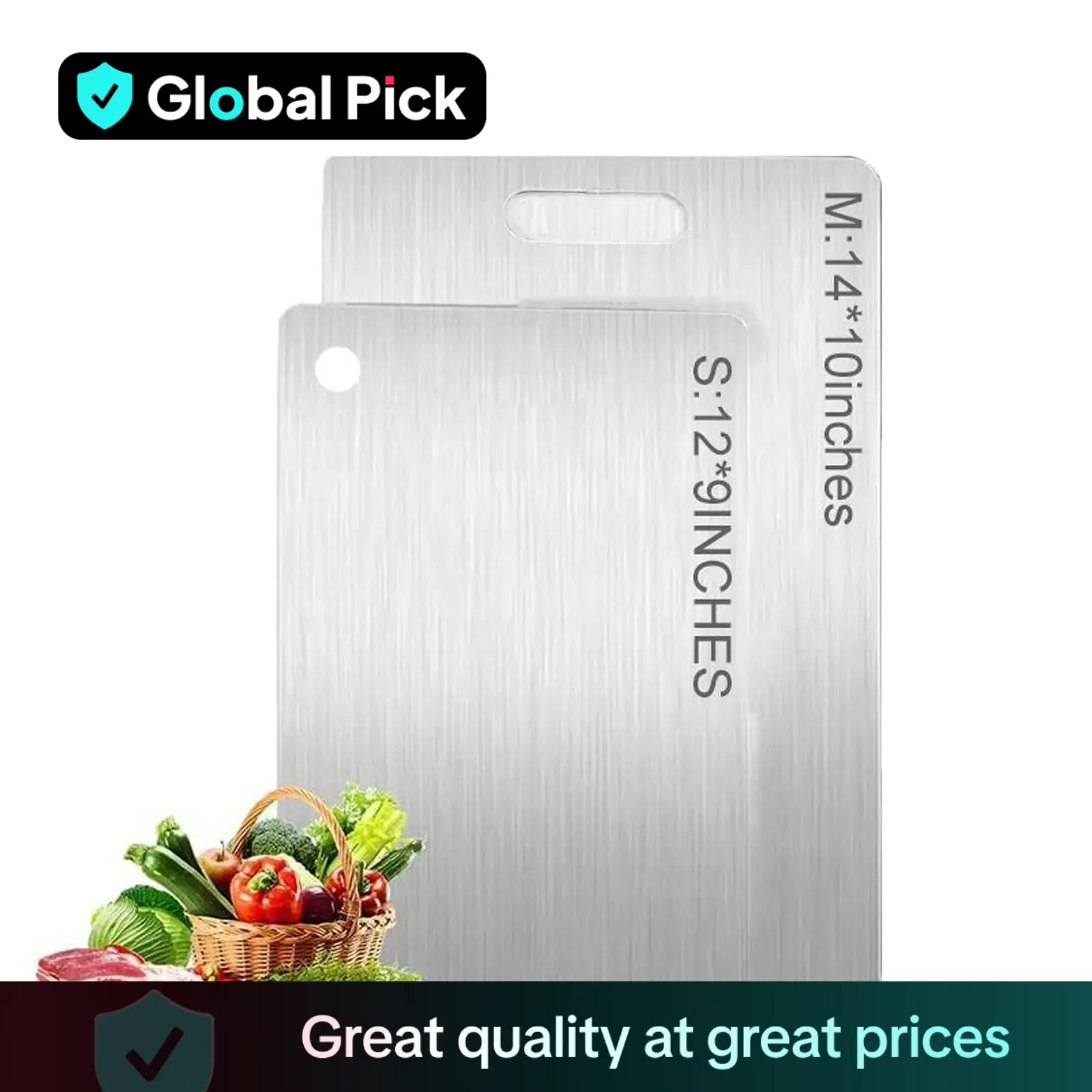 Stainless Steel Double Sided Chopping Board, 1 Count Cutting Board, Kitchen Chopping Board for Meat & Vegetable, Kitchen Accessories