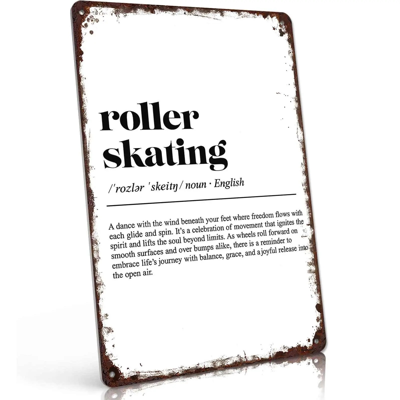 Vintage Roller Skating Definition Aluminium Tin Sign, 8x12in Lightweight Decorative Wall Plaque, Mountable Home Garage Decor Gift for Skating Lovers