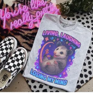 Living Laughing and Losing My Mind - Feral Opossum Shirt - Shirts For Women - Bleached Shirt - Gildan Unisex Jersey